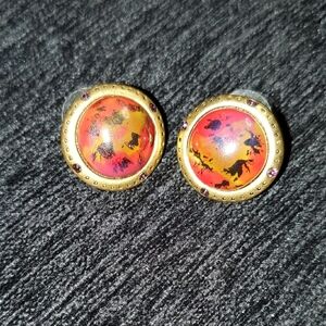 CHICO'S Gold and Red Stud Pierced Earrings